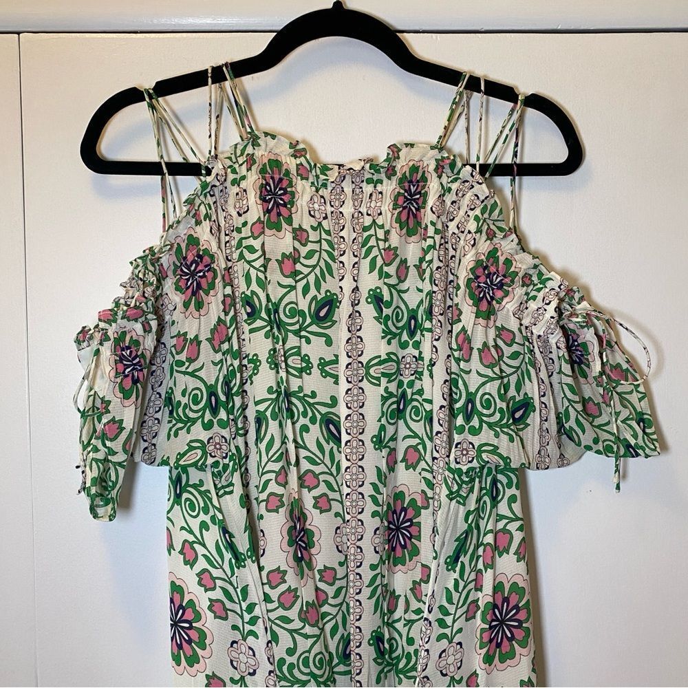 Tory Burch Asilomar Garden Party Asilomar Floral Dress White Purple Green 10 - Picture 9 of 13